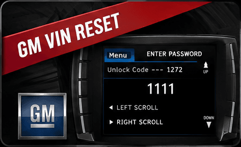 GM VIN Reset Code tuner screen